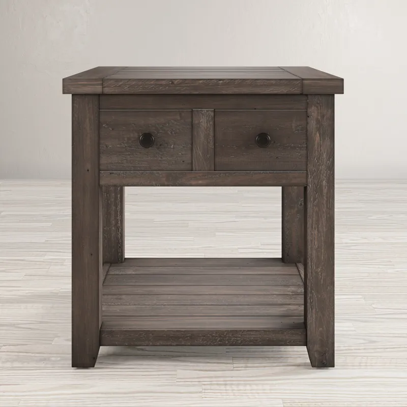 Madison County Rustic Reclaimed Pine Farmhouse End Table