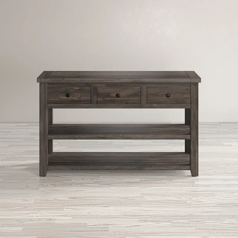 Madison County Rustic Reclaimed Solid Wood Farmhouse Sofa 50\" Sofa Table