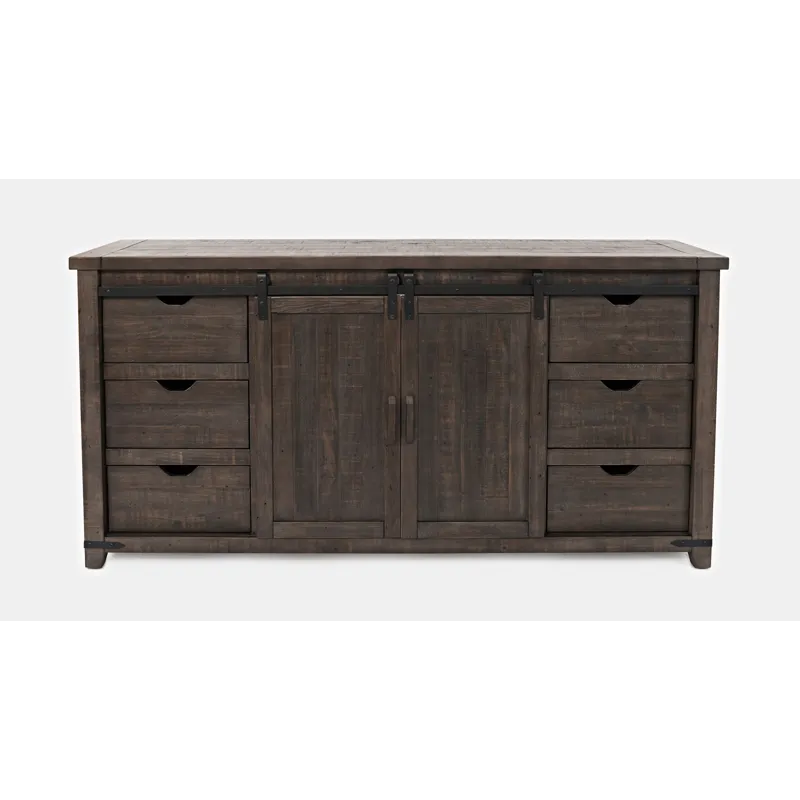 Madison County Rustic Reclaimed Solid Wood Farmhouse 70\" Barn Door Server