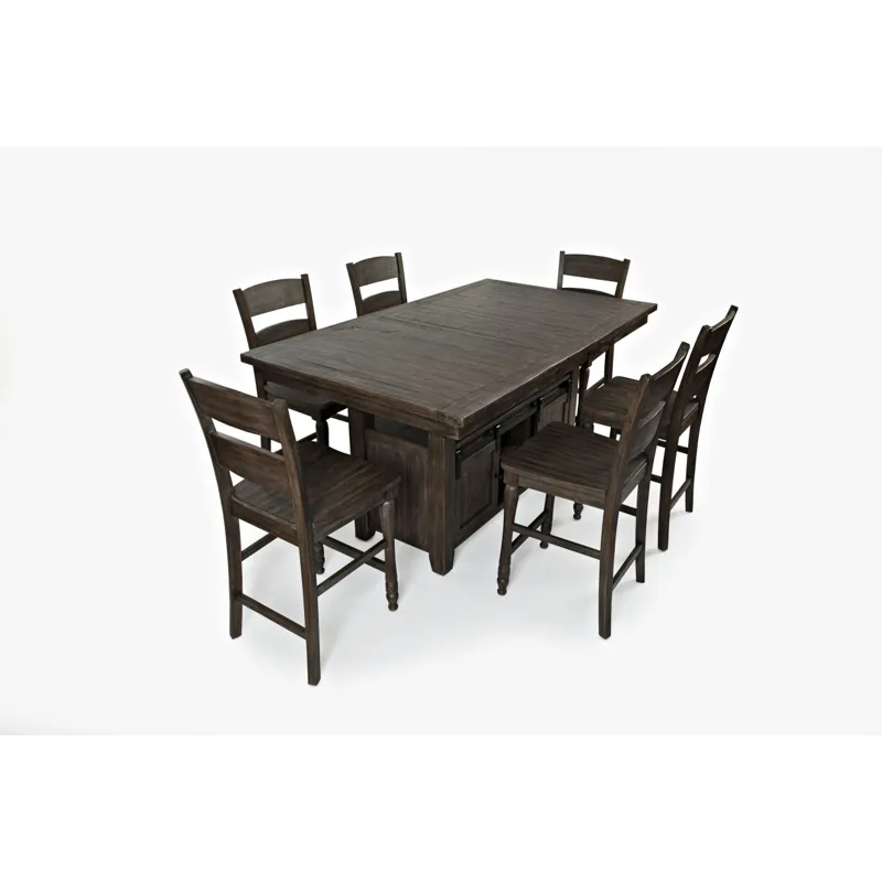 Madison County Reclaimed Pine 72\" Farmhouse Storage Table Seven-Piece Dining Set