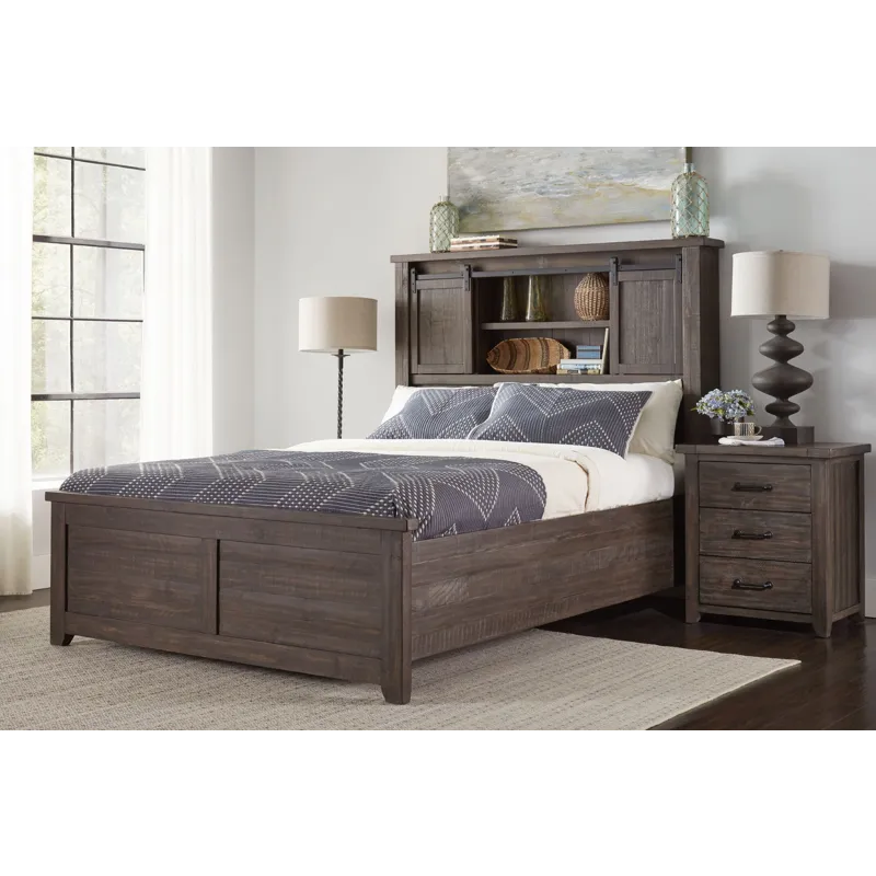 Madison County Rustic Reclaimed Solid Wood Farmhouse USB Charging Nightstand