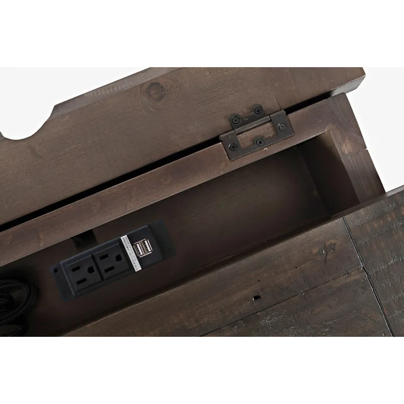 Madison County Rustic Reclaimed Solid Wood Farmhouse USB Charging Nightstand