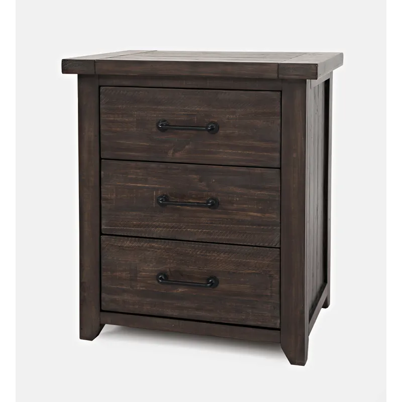 Madison County Rustic Reclaimed Solid Wood Farmhouse USB Charging Nightstand