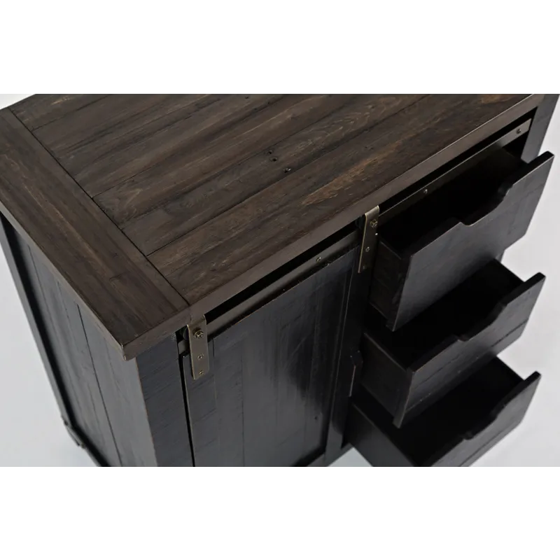 Madison County Rustic Reclaimed Solid Wood Farmhouse 32\" Barn Door Accent Cabinet