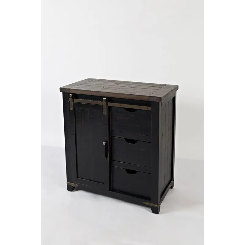 Madison County Rustic Reclaimed Solid Wood Farmhouse 32\" Barn Door Accent Cabinet