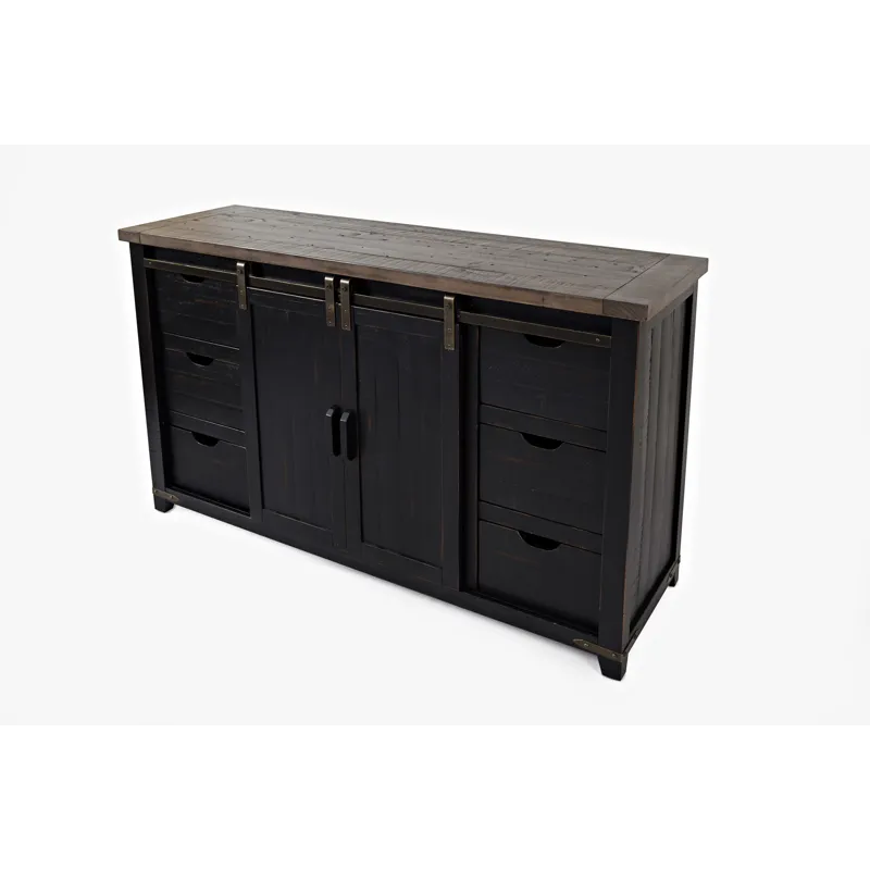 Madison County Rustic Reclaimed Solid Wood Farmhouse 60\" Barn Door Server