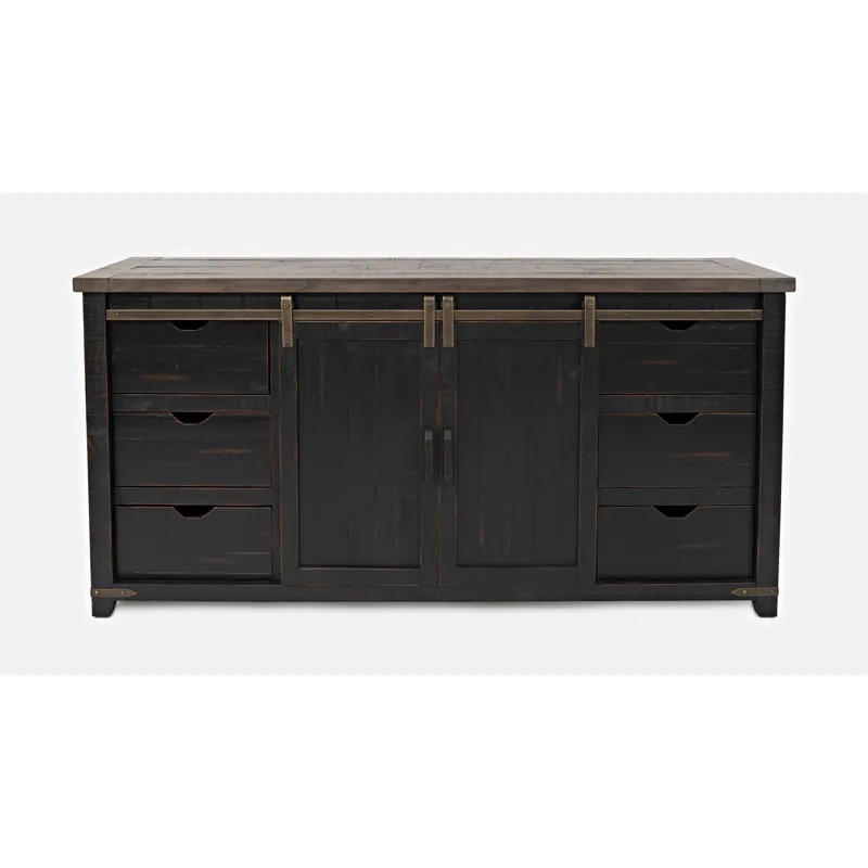 Madison County Rustic Reclaimed Solid Wood Farmhouse 70\" Barn Door Server