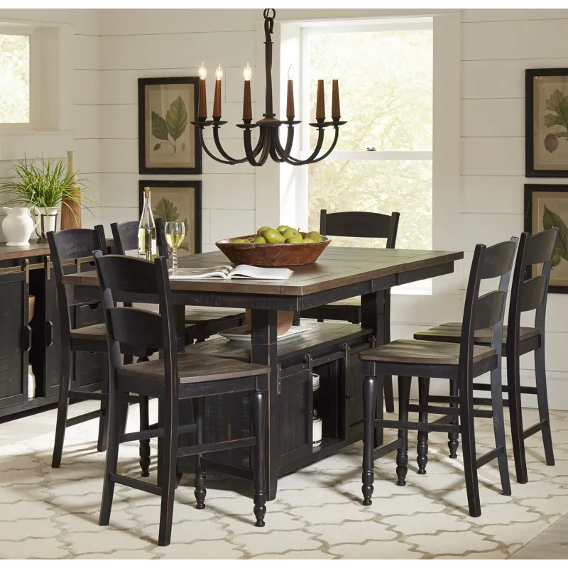 Madison County Reclaimed Pine 72\" Farmhouse Counter Height Seven-Piece Dining Set