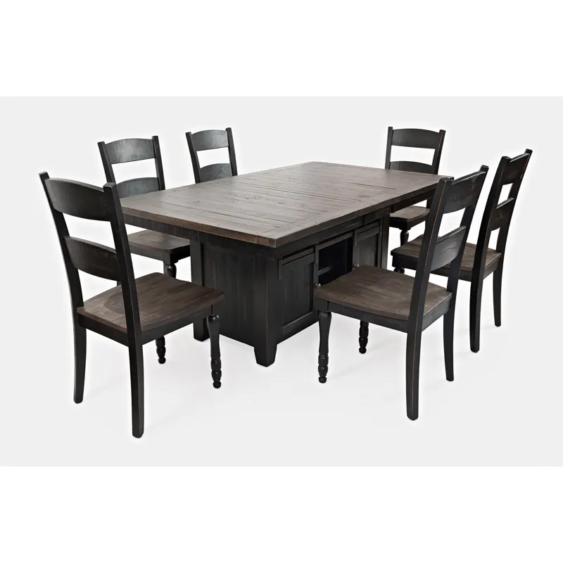 Madison County Reclaimed Pine 72\" Farmhouse Storage Table Seven-Piece Dining Set