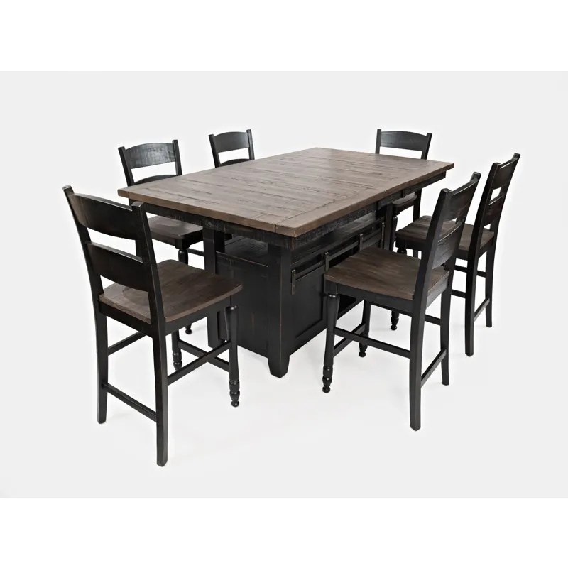 Madison County Reclaimed Pine 72\" Farmhouse Storage Table Seven-Piece Dining Set