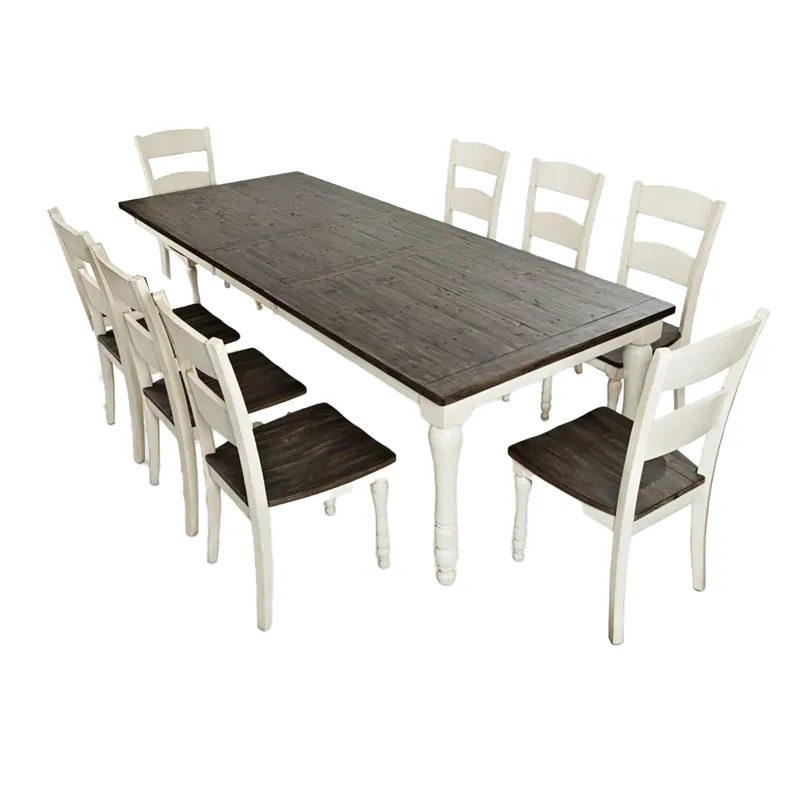 Madison County Reclaimed Pine 106\" Farmhouse Nine-Piece Dining Set