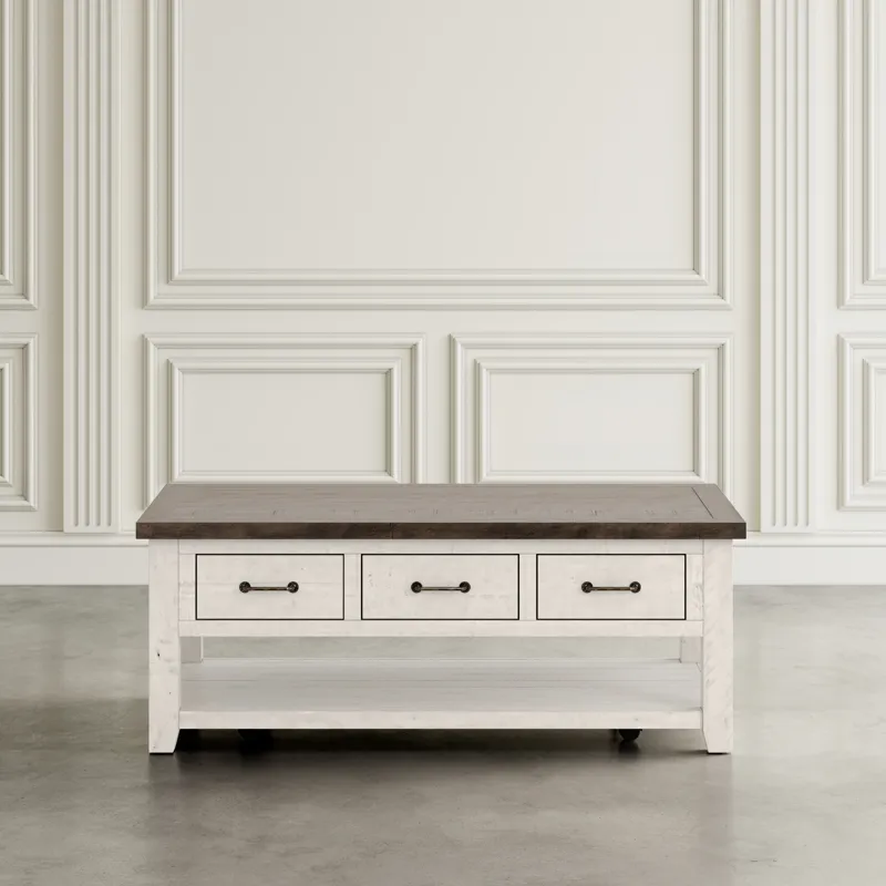 Madison County 48\" Rustic Reclaimed Pine Farmhouse Harris 3 Drawer Coffee Table