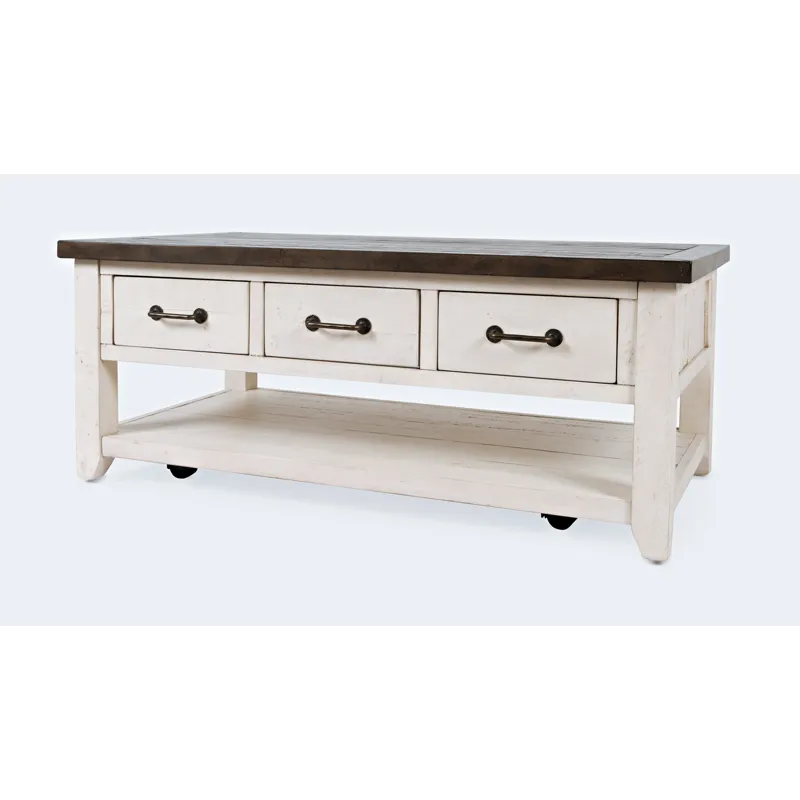 Madison County 48\" Rustic Reclaimed Pine Farmhouse Harris 3 Drawer Coffee Table