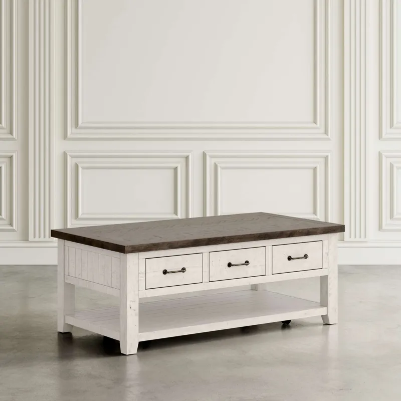 Madison County Modern Farmhouse Three Piece Living Room Coffee And USB Charging End Table Set