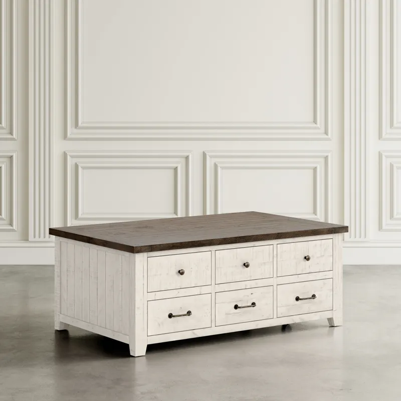 Madison County Rustic Reclaimed Solid Wood 48\" Farmhouse Harris Lift-Top Coffee Table