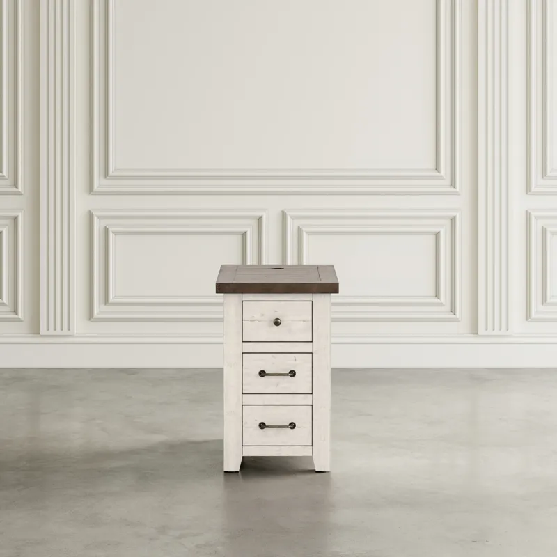 Madison County Rustic Reclaimed Pine Farmhouse Harris USB Charging Chairside Table