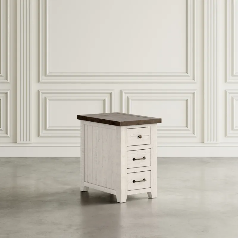 Madison County Rustic Reclaimed Pine Farmhouse Harris USB Charging Chairside Table