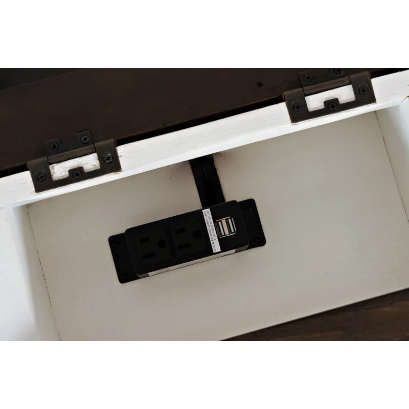 Madison County Rustic Reclaimed Pine Farmhouse Harris USB Charging Chairside Table