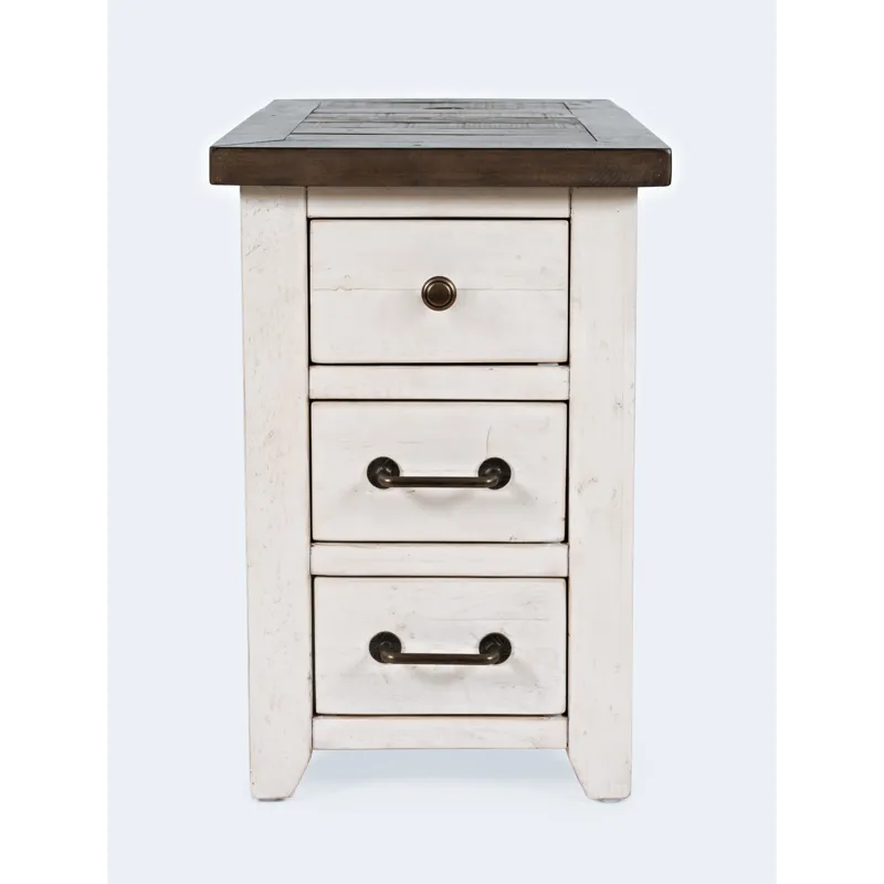 Madison County Rustic Reclaimed Pine Farmhouse Harris USB Charging Chairside Table