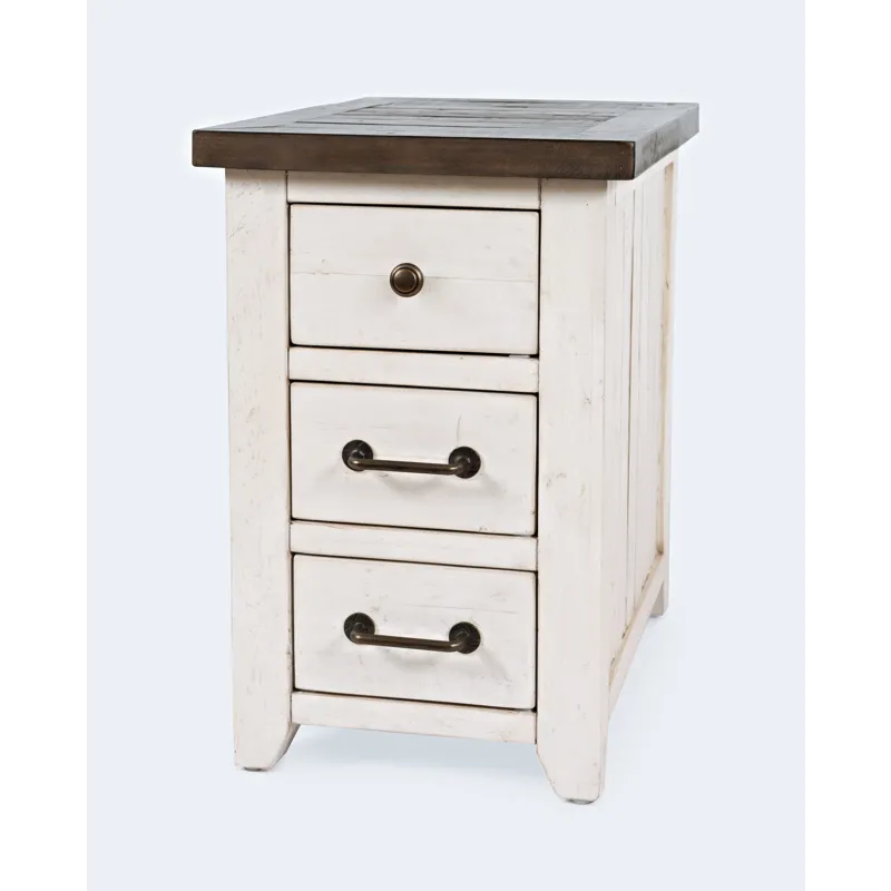 Madison County Rustic Reclaimed Pine Farmhouse Harris USB Charging Chairside Table