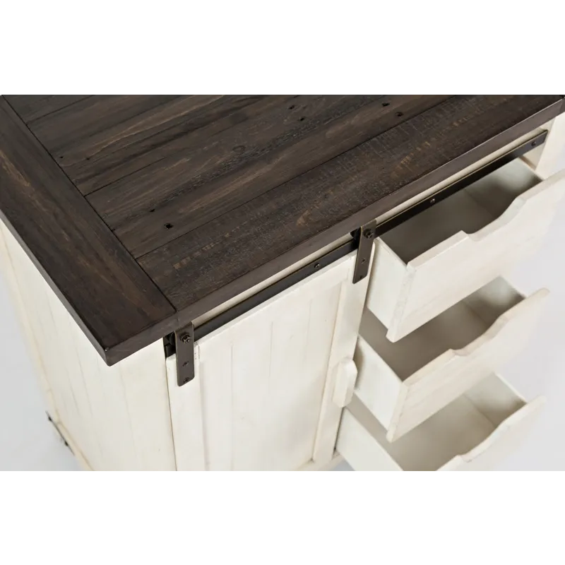 Madison County Rustic Reclaimed Solid Wood Farmhouse 32\" Barn Door Accent Cabinet