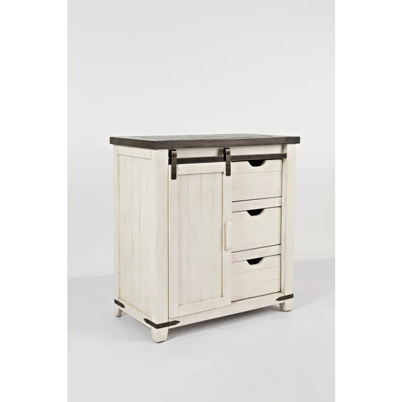 Madison County Rustic Reclaimed Solid Wood Farmhouse 32\" Barn Door Accent Cabinet