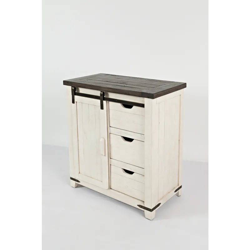 Madison County Rustic Reclaimed Solid Wood Farmhouse 32\" Barn Door Accent Cabinet