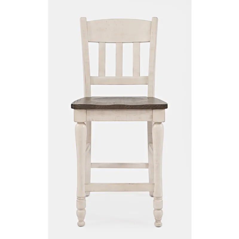 Madison County Rustic Farmhouse Five Piece Reclaimed Solid Wood Counter Height Round Dining Set With