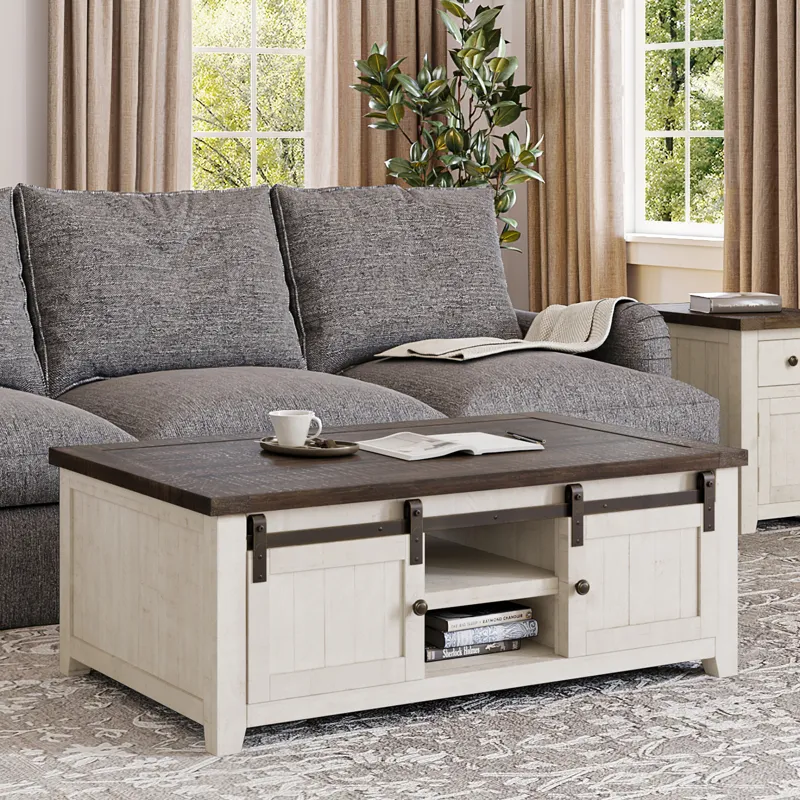 Madison County 50\" Rustic Reclaimed Pine Farmhouse Barn Door Coffee Table