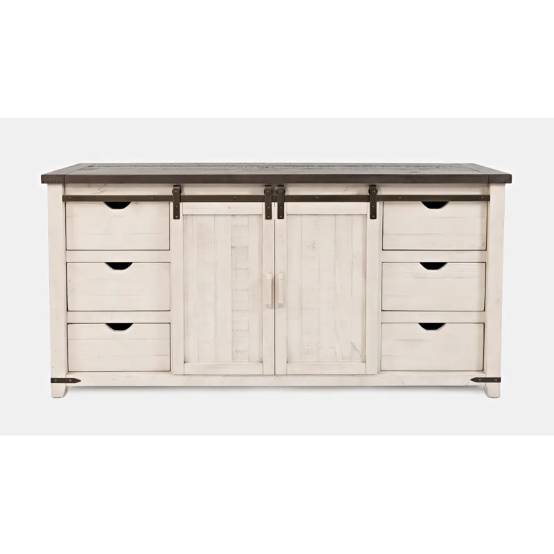 Madison County Rustic Reclaimed Solid Wood Farmhouse 70\" Barn Door Server