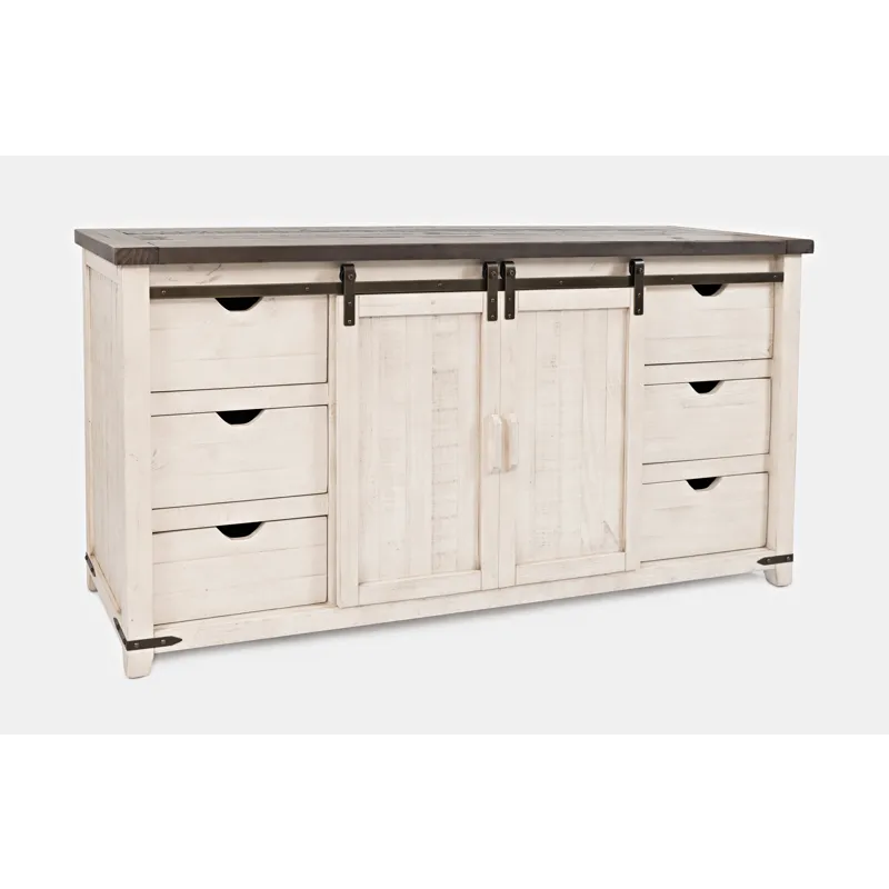 Madison County Rustic Reclaimed Solid Wood Farmhouse 70\" Barn Door Server