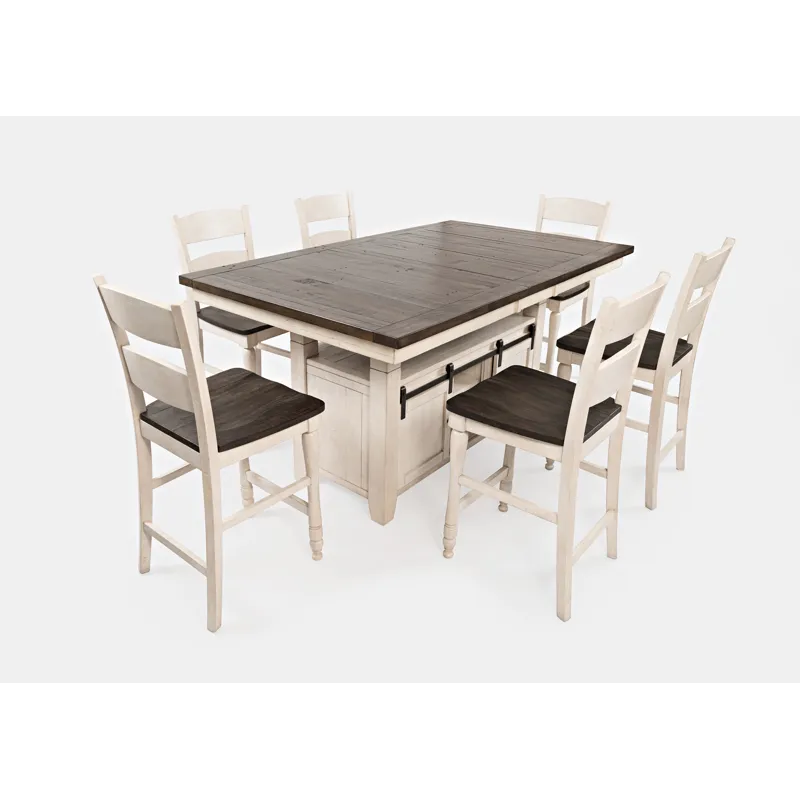 Madison County Reclaimed Pine 72\" Farmhouse Counter Height Seven-Piece Dining Set