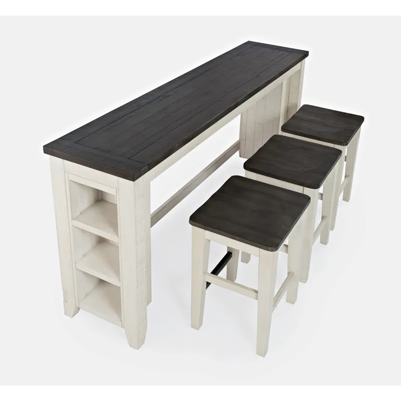 Madison County Rustic Reclaimed Pine Farmhouse Four Piece Sofa Table Set With Barstools