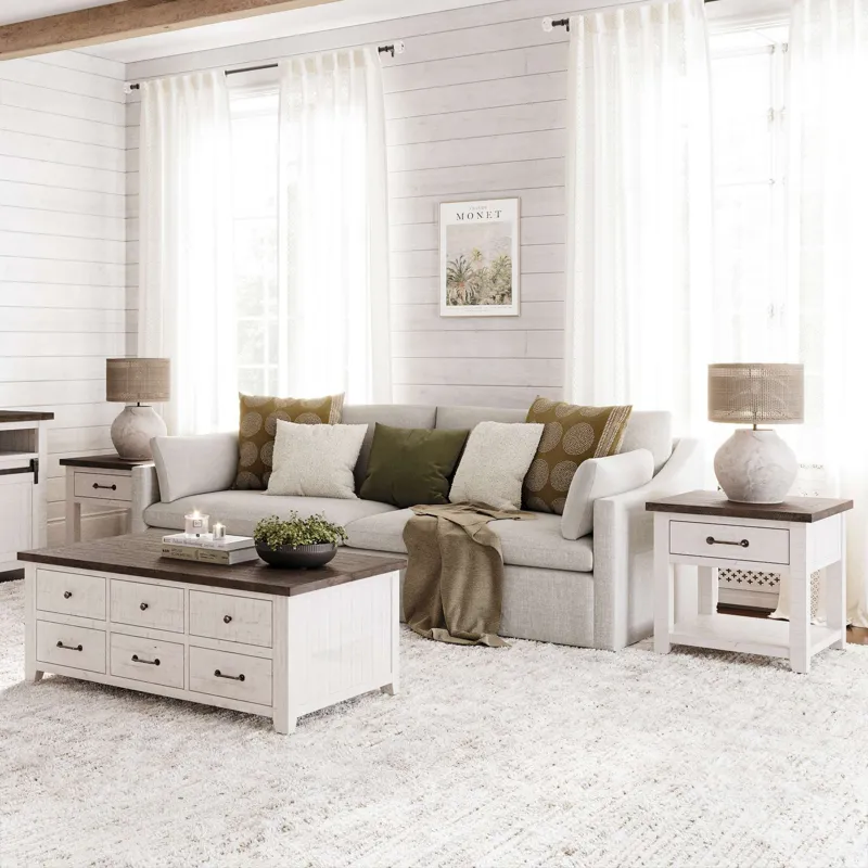Madison County Modern Farmhouse Three Piece Living Room Lift-Top Coffee And End Table Set