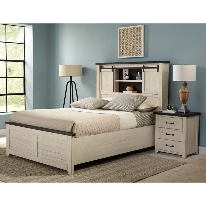 Madison County Rustic Reclaimed Solid Wood Farmhouse USB Charging Nightstand