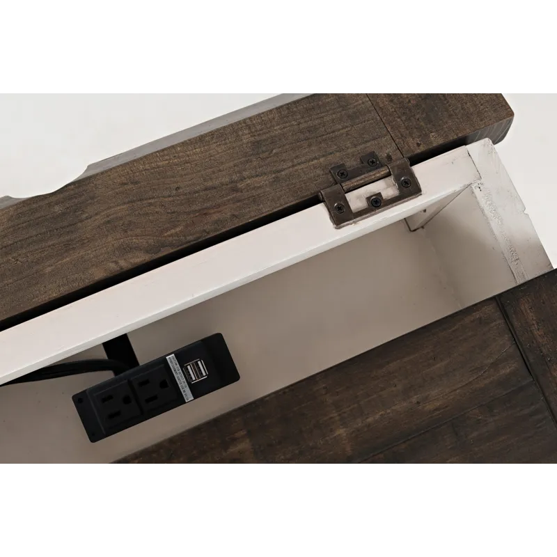 Madison County Rustic Reclaimed Solid Wood Farmhouse USB Charging Nightstand