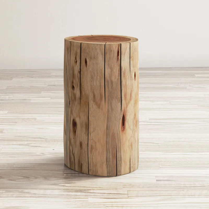 Global Archive Solid Wood Live Edge Stump Accent Table