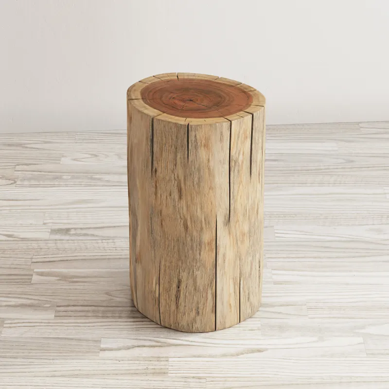 Global Archive Solid Wood Live Edge Stump Accent Table