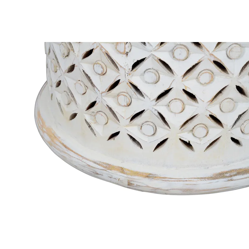 Decker Small Distressed Hardwood Global Drum End Table