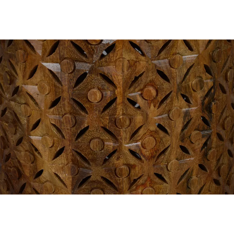 Decker Small Distressed Hardwood Global Drum End Table