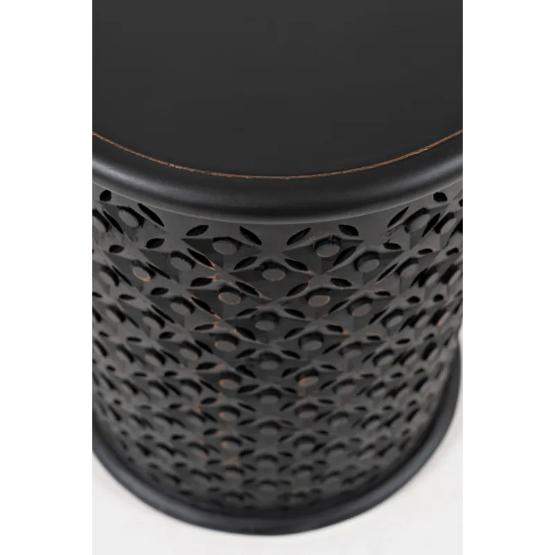 Decker Distressed Hardwood Global Drum End Table