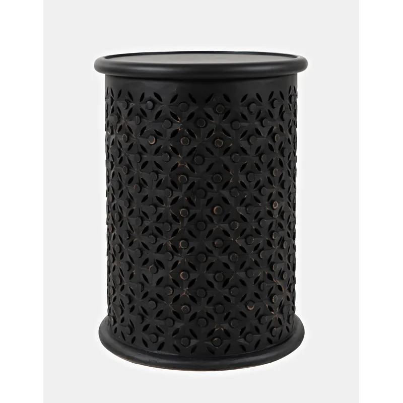 Decker Distressed Hardwood Global Drum End Table