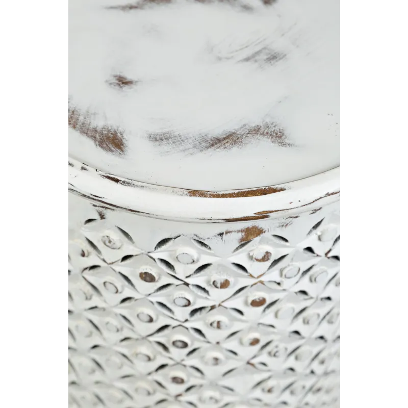 Decker Distressed Hardwood Global Drum End Table