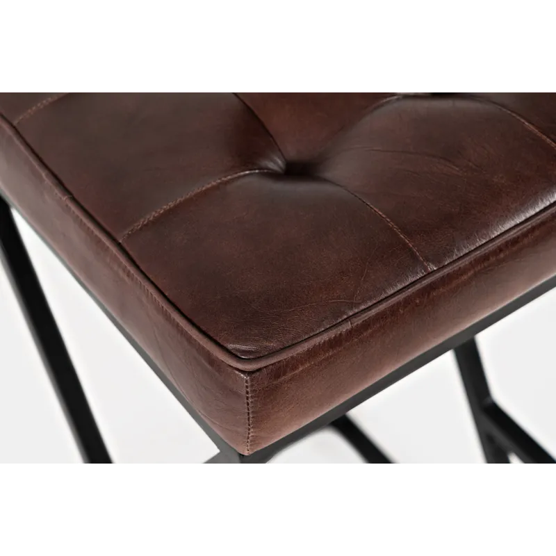 Brooks Distressed Modern Leather Backless Stool