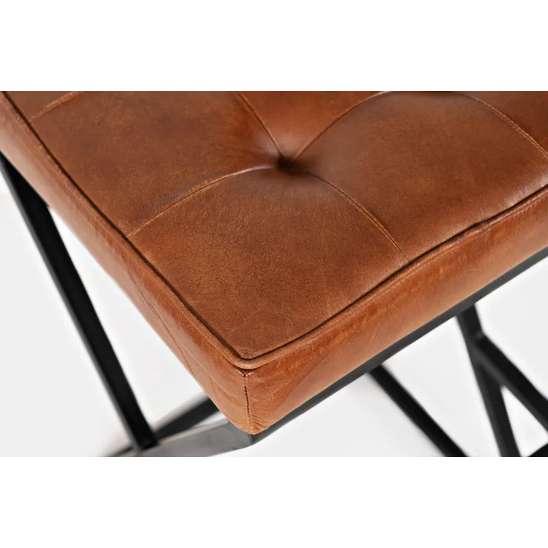 Brooks Distressed Modern Leather Backless Stool