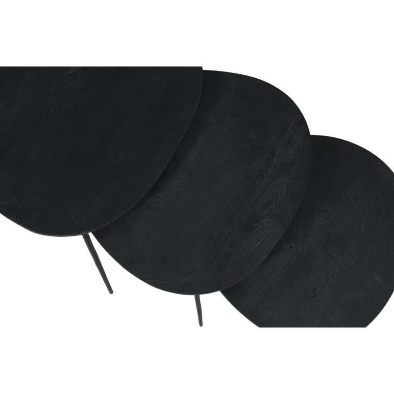 Reeves Abstract Contemporary Solid Acacia Wood Nesting End Tables(Set Of 3)