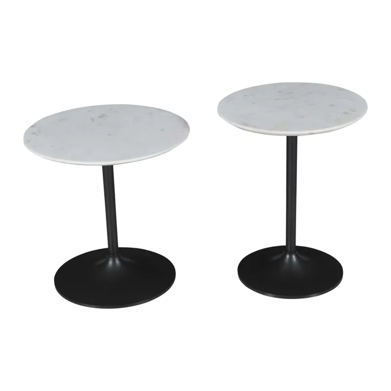 Camille Solid Marble And Iron Modern Luxury Accent Tables(Set Of 2)