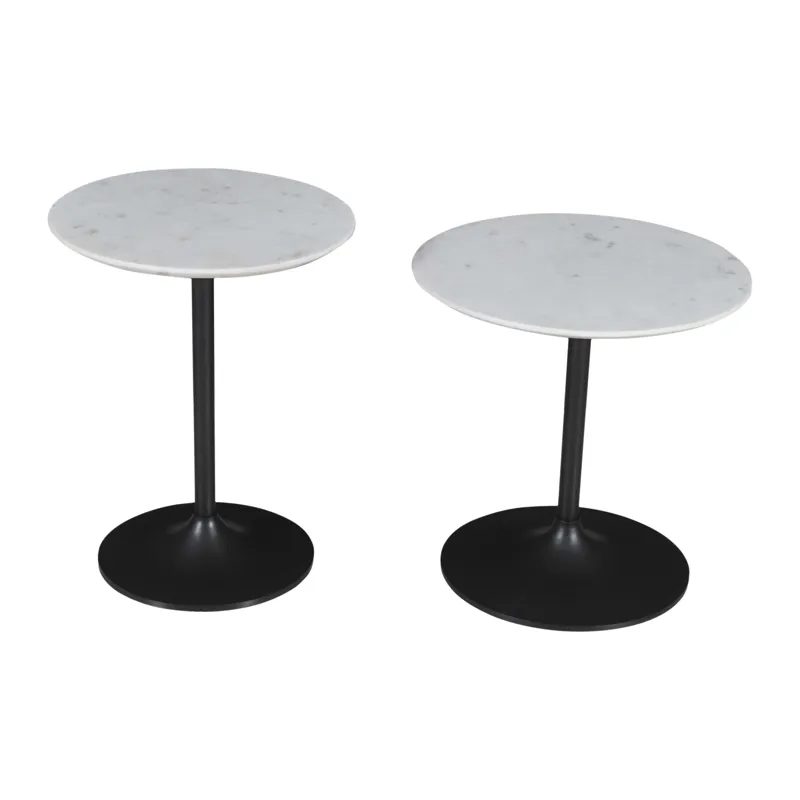 Camille Solid Marble And Iron Modern Luxury Accent Tables(Set Of 2)