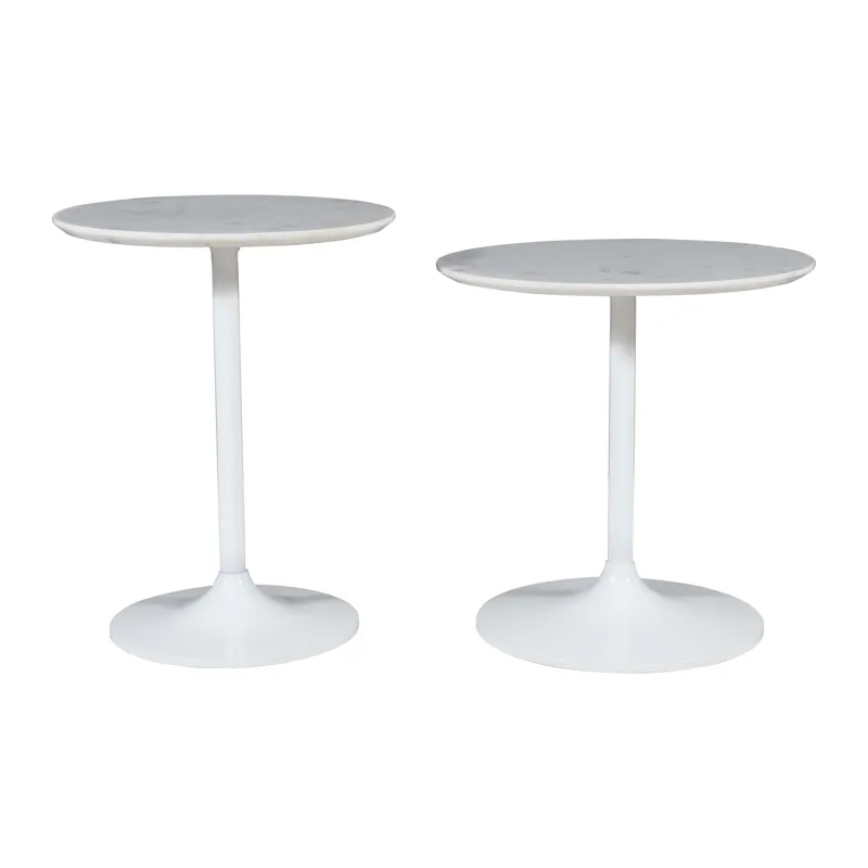 Camille Solid Marble And Iron Modern Luxury Accent Tables(Set Of 2)