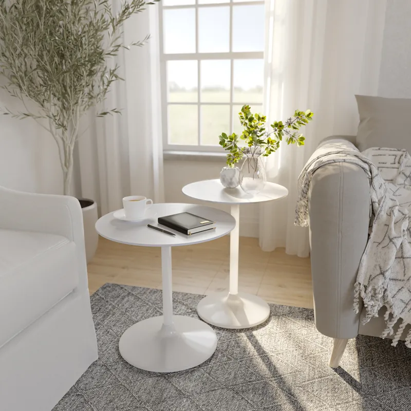 Camille Solid Marble And Iron Modern Luxury Accent Tables(Set Of 2)